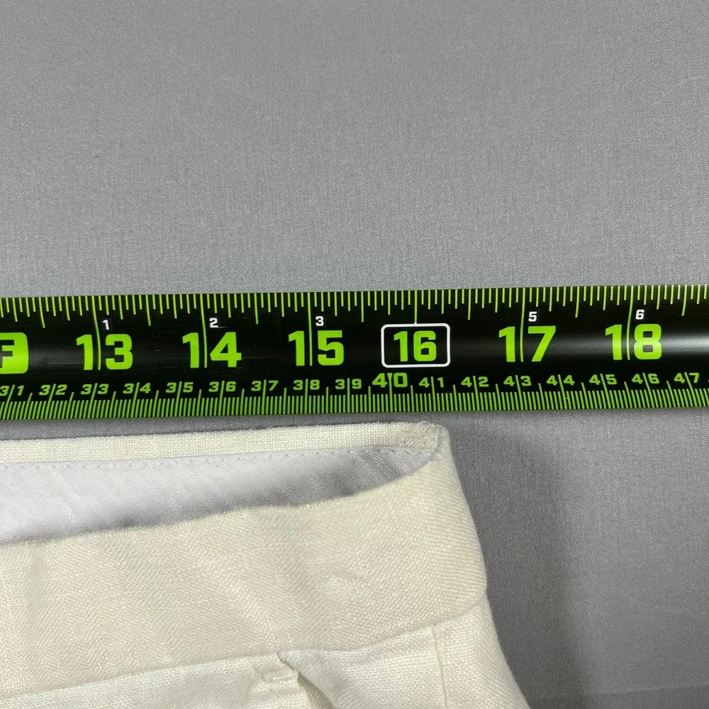 Greg Norman Chino Pants Mens 34x32 Beige Linen Blend Mid Rise Flat Front Skinny